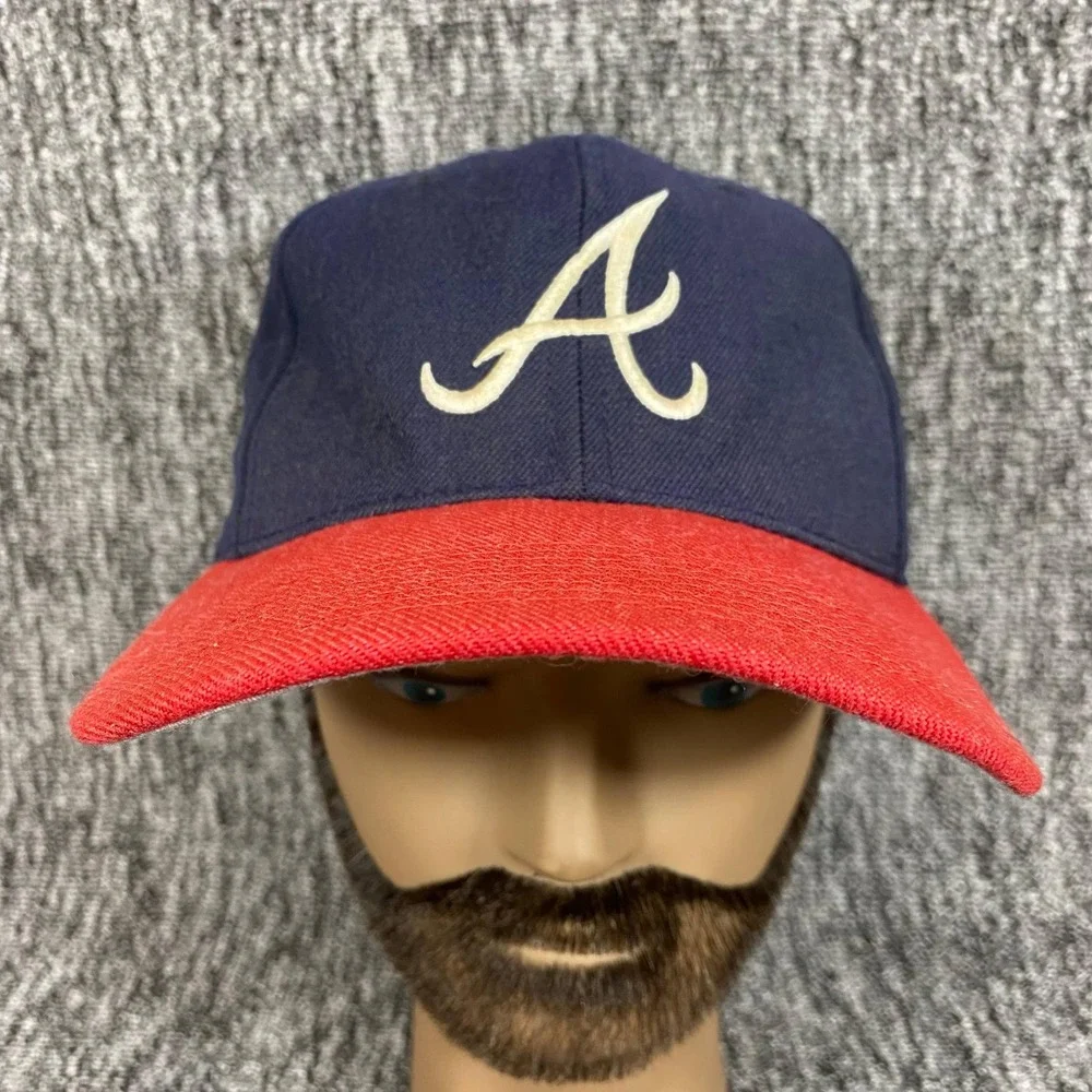 Vintage Atlanta Braves Hat Sports Specialties Fitted Cap Wool 6 7/8 MLB 90s Navy